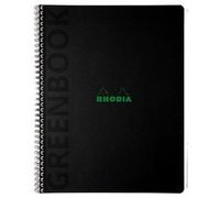 Greenbook cahier recyclé et recyclable en carte souple 350 g/m2 - A4+ 22,5x29,7 cm 160 pages Ligné perforation 4 trous - Papier Clairefontaine recyclé 90 g/m2 - Noir - New - Noir