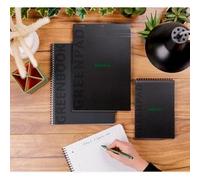 Greenbook cahier recyclé et recyclable en carte souple 350 g/m2 - A5+ 16 x 21 cm 160 pages 5/5 perforation 6 trous - Papier Clairefontaine recyclé 90 g/m2 - Noir - New - Noir