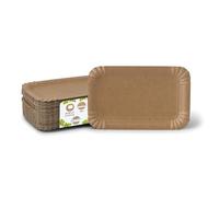 GREENBOX Lot de 50 assiettes rectangulaires en carton marron 13 x 20 cm | Durable, robuste et recyclable | Assiettes jetables pour anniversaires, barbecues et fêtes | Sylviculture durable | Disposable