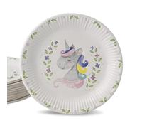 GREENBOX Lot de 8 assiettes en carton pour anniversaire d'enfant - Licorne - 23 cm - Rose - Vaisselle de fête sans plastique - Vaisselle jetable - Décoration d'anniversaire d'enfant