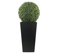 GreenBrokers Boule de buis Artificielle dans Un Pot en étain Noir 95 cm