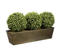 GreenBrokers Buis Artificiel Topiaire Aglaia (50 cm) Jardinière en étain Jardinière Triple Boule Rustique