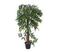 GreenBrokers Figuier pleureur artificiel de qualité supérieure, 140 cm, plante en pot, vert, 140 cm