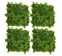 GreenBrokers Haie Murale Verte Artificielle Jaune de qualité supérieure avec Feuillage Mixte Fleurs Blanches x 1 m - Résistant aux UV pour Jardin Vertical