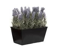 GreenBrokers Jardinière en étain avec Lavande Artificielle Noir 30 cm