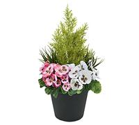 Greenbrokers Limited Jardinière Artificielle pour terrasse Pot Noir Rose/Blanc