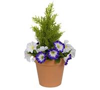 GreenBrokers Pot de Fleurs Artificiel en Plastique Violet et Blanc pour terrasse