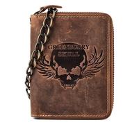 Greenburry Biker Porte-monnaie Cuir véritable 10 cm brun