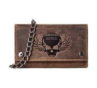 Greenburry Biker Porte-monnaie Protection RFID Cuir véritable 17 cm brun