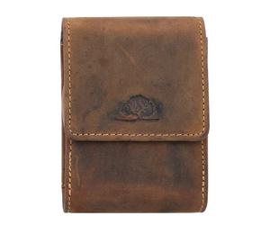 Greenburry Etui à cigarettes vintage en cuir 7,5 cm brun
