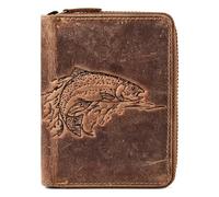 Greenburry Huntsman Porte-monnaie Protection RFID Cuir véritable 10 cm brun