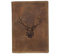 Greenburry Porte-Documents Vintage en Cuir de Vachette pour permis de Chasse Motif cerf, Marron, Taille Unique