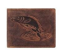 Greenburry Porte-monnaie vintage en cuir gaufré poisson 12 cm brun