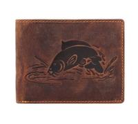 Greenburry Porte-monnaie vintage en cuir gaufré poisson 12 cm brun