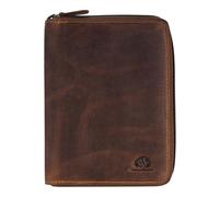 Greenburry Portefeuille Vintage en Cuir avec Fermeture éclair, 13 x 17 cm, Marron, 6 pièces