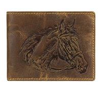 Greenburry Portefeuille vintage en cuir - Motif cheval - Marron - Format paysage