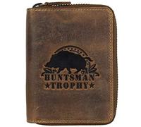 Greenburry Portefeuille vintage Huntsman Trophy BV-821A-HT-WB en cuir avec fermeture éclair RFID Marron