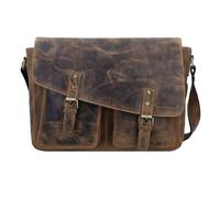Greenburry Vintage Besace Cuir véritable 40 cm Compartiment ordinateur brun