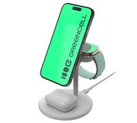 Greencell MagScape Support de Charge inductif 3 en 1 MagSafe pour iPhone, Apple Watch, AirPods et Autres écouteurs sans Fil (Blanc)