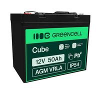 GreenCell Rechargeable Batterie AGM 12V 50Ah accumulateur au Gel Plomb Cycles sans Entretien VRLA Battery étanche Photovoltaïque Caravane Energie Solaire Batterie Voiture Fauteuil Roulant