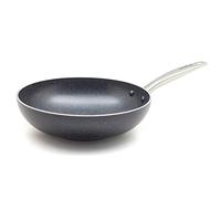 GreenChef Berlin Rocks Poêle Wok Antiadhésive en Céramique Saine de 28 cm/3,7 L,Sans PFAS,Poignée en Acier Inoxydable,Convient à tous les feux y induction,Va au four jusqu'à 200°C,Lave-vaisselle,Noir