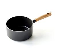 GreenChef Vintage Pot à lait en Céramique Antiadhésive de 18 cm/2,1 L, Poignée à Apparence en Bois, Sans PFAS, Compatibles avec l'Induction, Va au Four, Va au Lave-Vaisselle, Gris