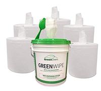 GreenChem industriel sec lingettes avec seau no-splash | ajoutez votre propre solution de nettoyage (6 x 12 x 180 feuilles, 6 rolls- 1.080 lingettes par boîte, 1 bucket)