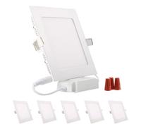 Greenclick 5er 9W 12w Panneau LED Plafonnier carré blanc Dimmable Encastré Spot, Extrêmement plat, 220V 720Lumen Remplace le plafonnier à tubes fluorescents LED 60W (3000k, Panneau carré 9w)