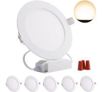 Greenclick Lot de 5 9W 3000k spot led Encastrables blanc chaud, Panneau LED dimmable rond, Encastrable plafond Downlight, Ultra-plats, pilote inclus,720lm Remplacer Halogène 80W,2 ans de garantie[A ]