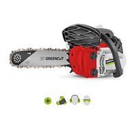 GREENCUT GS250X-12 - Tronçonneuse moteur à essence 2 temps 25,4cc 1,4cv, épée de 12 pouces, nombre de dents 44, guidon ergonomique, harnais d'épaule
