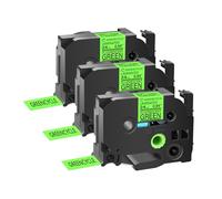 GREENCYCLE Lot de 3 rubans d'étiquettes laminés compatibles avec Brother P-Touch TZe-D51 TZ-D51 TZe TZ 24 mm Noir sur vert fluo pour PT-P750W PT-D600 PT-P700 PT-P710BT