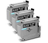 GREENCYCLE M-335 M Lot de 3 rubans adhésifs compatibles avec Brother Ptouch pour étiqueteuse Brother Ptouch M-335s M-K335 M-335s 12 mm Blanc sur noir pour Brother Ptouch PT-M95, PT-90, PT-70, PT-65