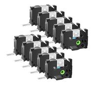 GreenCYCLE Ruban adhésif de rechange résistant pour imprimante Brother Tz-S251 TzeS251 Tze-S251 Noir sur blanc 24 mm 10 Pk Black on White Label Tape