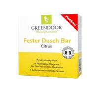 GREENDOOR Douche Bar Citrus 60 g, gel douche solide, douche douce pour la peau avec beurre de karité bio, sans huile de palme, sulfate, plastique cosmétique naturel, sans expérimentation animale