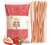 GREENDOSO® Sucre Barbe à Papa pour Machine 1,2 Kg - Saveur Fraise - 50 Bâtonnets
