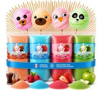 GREENDOSO® Sucre Barbe à Papa pour Machine (4x320 gr) - Lot de 4 Goûts (Fraise/Cola/Framboise/Pomme) - 50 Bâtonnets