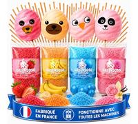 GREENDOSO® Sucre Barbe à Papa pour Machine 4x320g, 50 Bâtons, 4 Saveurs