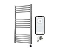 Greened House Electric WiFi Heated Towel Rail Chrome 500 mm W x 800 mm H Smart Flat 7 Day Programmable Timer App Compatibility (EU)