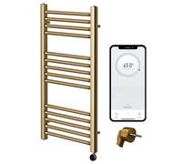Greened House Electric WiFi Sèche-serviettes Smart Flat 7 jours Programmable Timer App Compatibilité (UE) (laiton brossé, 400 mm L x 800 mm H)