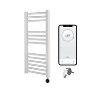 Greened House Electric WiFi Sèche-serviettes Smart Flat 7 jours Programmable Timer App Compatibilité (UE) (Blanc, 400mm L x 800mm H)