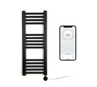Greened House Sèche-Serviettes électrique Intelligent contrôlé par WiFi Noir Mat 300 mm l x 800 mm H Minuterie programmable 7 Jours Compatibilité avec l'application
