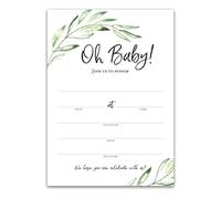 Greenery Oh Baby! Lot de 25 invitations à une fête prénatale - Style bohème - Pour garçon ou fille, invitations à faire soi-même avec branche d'olivier verte rustique par Roseum Collections I320-INV1