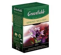 GREENFIELD SPRING MELODY Thé noir aromatisé au cassis, à la menthe et au thym - Thé en feuilles en vrac - Thé noir aux feuilles aromatisées - 100 g - 60 tasses