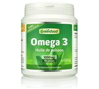 Greenfood Huile de poisson oméga 3, 1000 mg, dose extra élevée, 90 gélules - contribue au fonctionnement normal du cerveau. Sans additifs artificiels. Sans génie génétique.