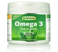 Greenfood Huile de poisson oméga 3, 1000 mg, dose extra élevée - contribue au fonctionnement normal du cerveau. Sans additifs artifi