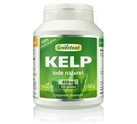 Greenfood Kelp, 450 mg, 120 gélules - pour source naturelle d'iode et la production normale d'hormones thyroïdiennes et à une fonction thyroïdienne normale. Vegan.