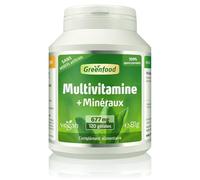 Greenfood MultiVitamine + minéraux, 677 mg, des doses élevées - toutes les Vitamines, minéraux et oligo-éléments. Avec une biodisponibilité élevée. Sans additifs artificiels. Vegan