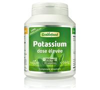 Greenfood Potassium, 250 mg, 120 comprimés - SANS additifs | Citrate de potassium, soutient la tension, les nerfs et les muscles. Haute biodisponibilité, vegan, testé.