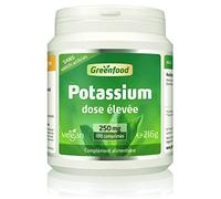 Greenfood Potassium, 250 mg, 180 comprimés - SANS additifs | Citrate de potassium, soutient la tension, les nerfs et les muscles. Haute biodisponibilité, vegan, testé.