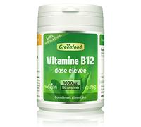 Greenfood Vitamine B12, 1000 μg, dose élevée, 180 comprimés, vegan - favorise l’énergie. SANS additifs artificiels.